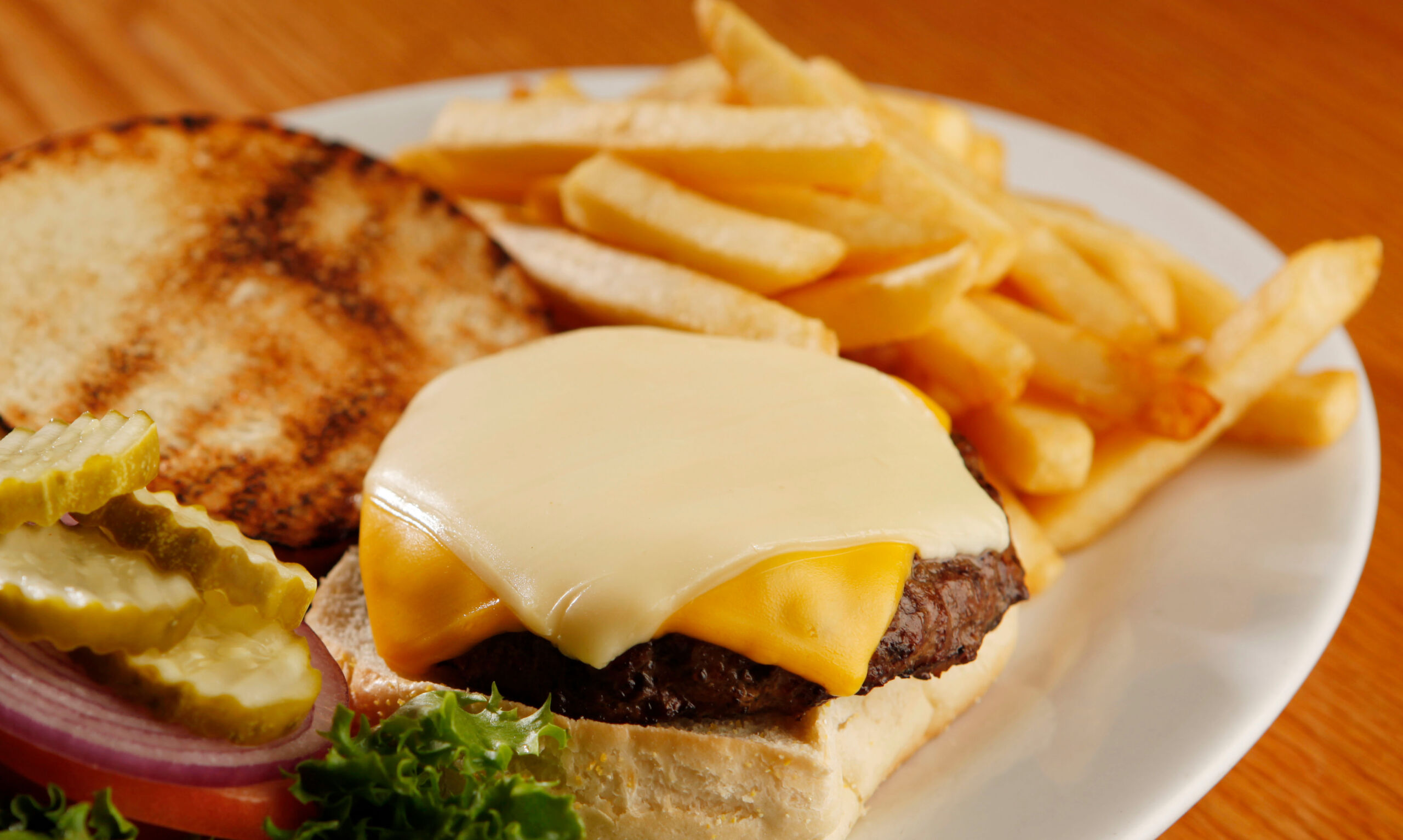 Cheeseburger with French fries