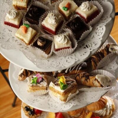 Assortment of mini cakes & pastries including: